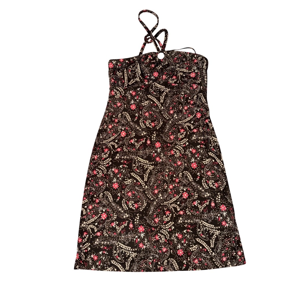 Ann Taylor Loft Petites‎ Brown Pink Paisley Floral Halter A-Line Dress Size 10P